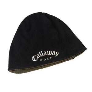 Callaway Golf Beanie Mens One Size Pre-Owned Knit Cap Black Olive Reversible